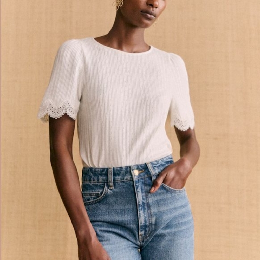 Sézane Cléa T-Shirt - Ecru, Medium
